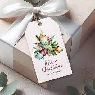 Étiquettes-cadeau Boule festive aquarelle Joyeux Noël
