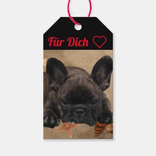 Étiquettes-cadeau Bouledogue français au bord de la mer French Bulld (Devant)