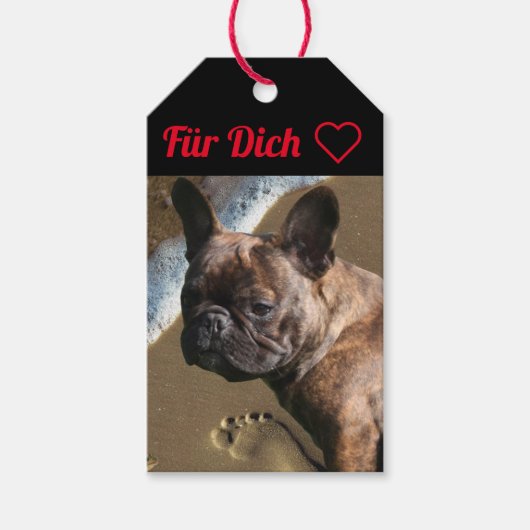 Étiquettes-cadeau Bouledogue français au bord de la mer French Bulld (Devant)