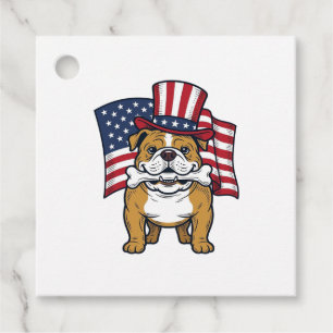 Étiquettes Cadeau Bouledogue Patriotique Avec Drapeau Vector Design_