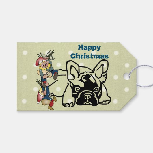 Étiquettes-cadeau Bouledogues français Noël French Bulldog (Devant (Horizontal))