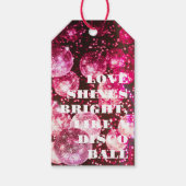 Étiquettes-cadeau Boules de disco rétro rose chaud Mariage Merci (Devant)