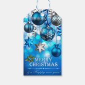 Étiquettes-cadeau Boules de Noël bleu et argent, Sucre de canne, Éto (Devant)