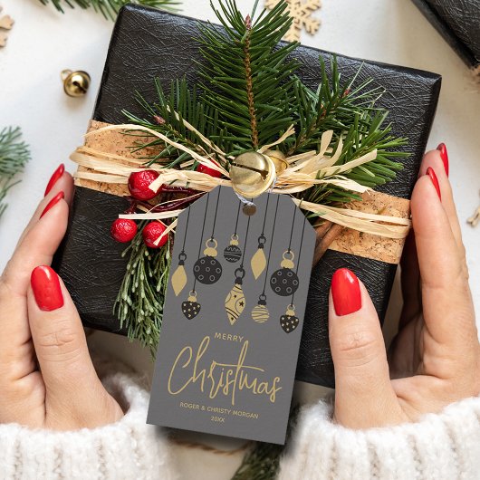 Étiquettes-cadeau Boules de Noël chic