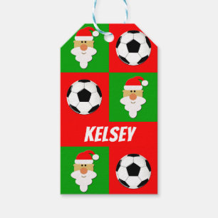 Étiquettes-cadeau Boules de soccer personnalisées et clause de Noël