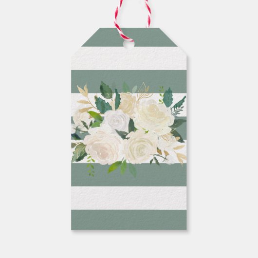 Étiquettes-cadeau Bouquet blanc | FÊTE DES MARIÉES | MERCI (Dos)