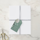 Étiquettes-cadeau bouquet blanc vert Baptême (Avec de la ficelle)