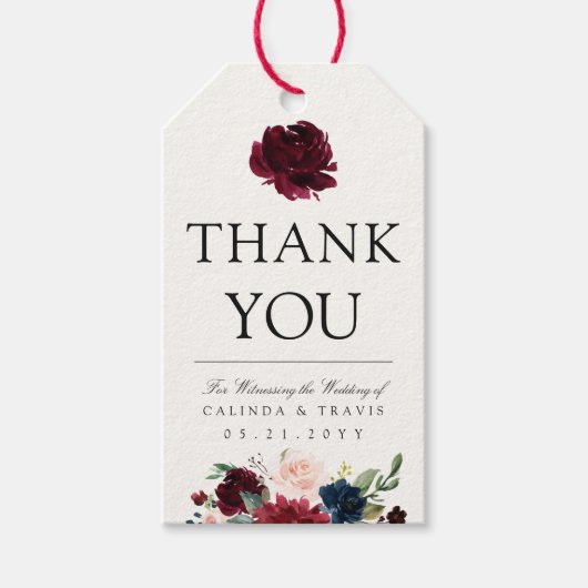 Étiquettes-cadeau Bouquet Bourgogne | MERCI (Devant)