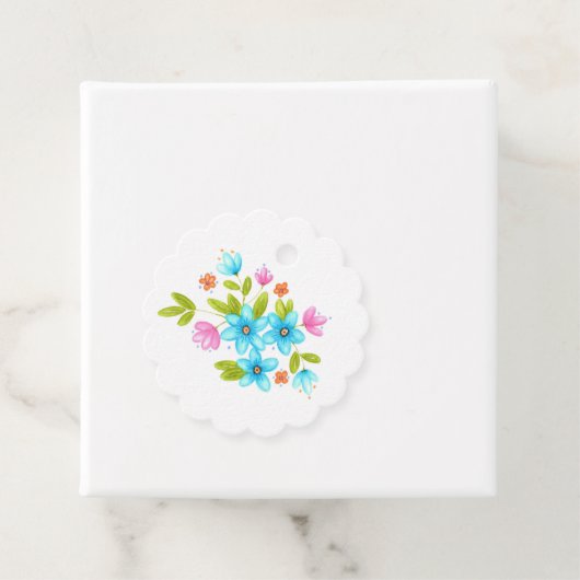 Étiquettes Cadeau Bouquet d'aquarelle multicolore (En situation)