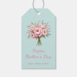 Étiquettes-cadeau Bouquet de fleurs de pivoine rose Pretty pour la f