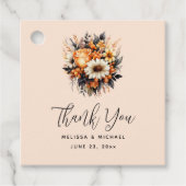 Étiquettes Cadeau Bouquet de fleurs gris orange (Devant)