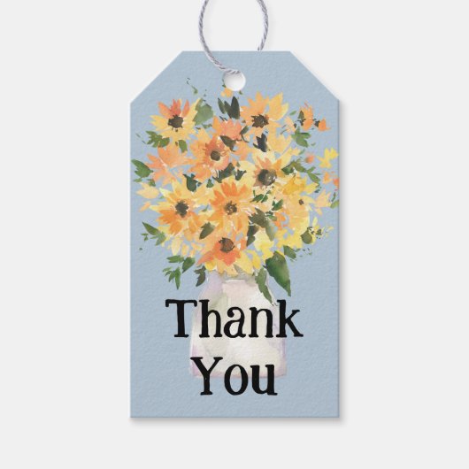 Étiquettes-cadeau Bouquet de tournesol rustique aquarelle (Devant)