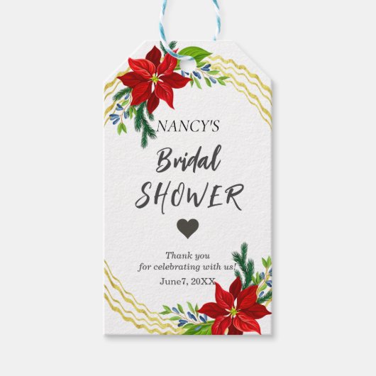 Étiquettes-cadeau Bouquet Floral de Poinsettia Remerciement pour Bab (Devant)