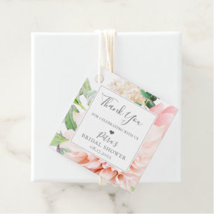 Étiquettes Cadeau Bouquet floral rose poudré Merci