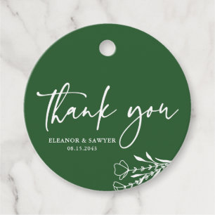 Étiquettes Cadeau Bouquet minimaliste Emerald Merci Mariage vert