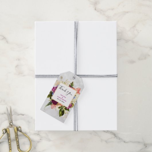 Étiquettes-cadeau Bouquet moderne rose et blanc Mariage (Avec de la ficelle)