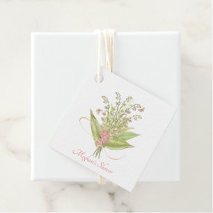 Étiquettes Cadeau Bouquet rose avec Lily de la Vallée et Rose