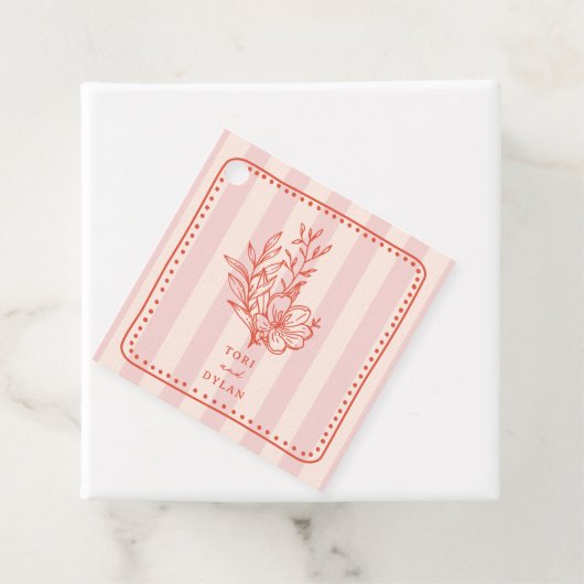Étiquettes Cadeau Bouquet rose floral Mariage en bande (En situation)