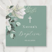 Étiquettes Cadeau bouquet vert blanc Baptême (Devant)