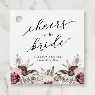 Étiquettes Cadeau Bourgogne Bohème Fleurs Mariage