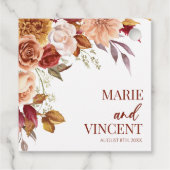 Étiquettes Cadeau Bourgogne Burange Brown Floral Mariage (Dos)