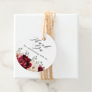 Étiquettes Cadeau Bourgogne Champagne Ivory Mauve Rose Floral Mariag
