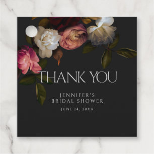 Étiquettes Cadeau Bourgogne foncée et pivoines crème Douche noire