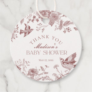 Étiquettes Cadeau Bourgogne Toile De Jouy Baby shower Floral Favoris