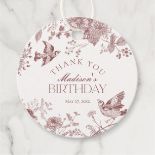 Étiquettes Cadeau Bourgogne Toile De Jouy Vintage Floral Anniversair