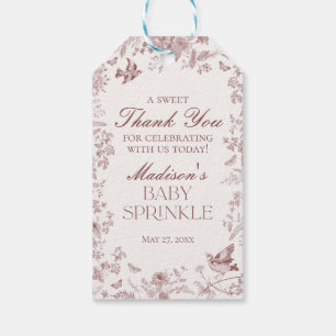 Étiquettes-cadeau Bourgogne Toile Floral Vintage Cadeau de Naissance