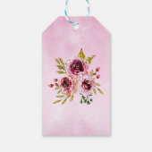 Étiquettes-cadeau Bourgogne violet Rose Rustique Floral Anniversaire (Dos)