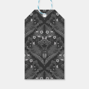 Étiquettes-cadeau Bousier et fougères, en noir et blanc