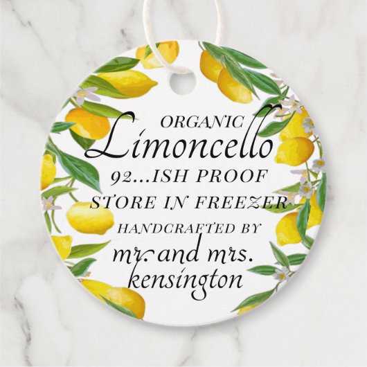 Étiquettes Cadeau Bouteille de Mariage de Limoncello bio (Devant)