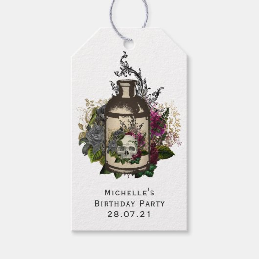 Étiquettes-cadeau Bouteille de potion gothique antique (Devant)