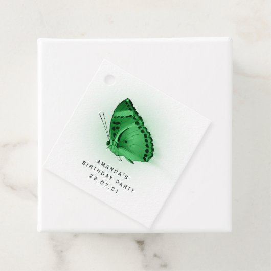 Étiquettes Cadeau Bouteille émeraude verte et Damas (En situation)