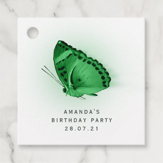 Étiquettes Cadeau Bouteille émeraude verte et Damas (Devant)