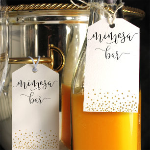 Étiquettes-cadeau Bouteilles Mimosa avec bulles d'or