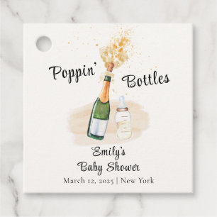 Étiquettes Cadeau Bouteilles Poppin moderne Baby shower Champagne