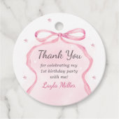 Étiquettes Cadeau Boutique Bow rose 1er anniversaire (Devant)