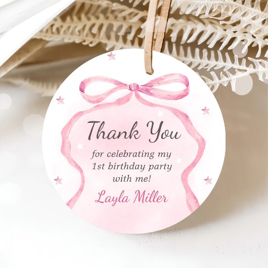 Étiquettes Cadeau Boutique Bow rose 1er anniversaire
