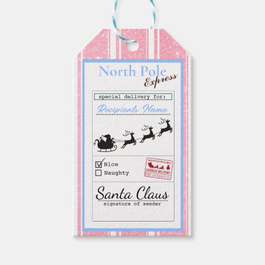 Étiquettes-cadeau Boutons rose | Express du Pôle Nord (Devant)