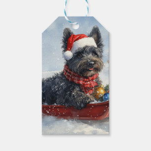 Étiquettes-cadeau Bouvier des Flandres Chien en Traîneau Noël