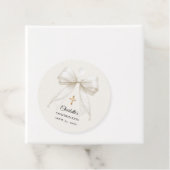 Étiquettes Cadeau Bow ivory pearls elegant Confirmation DIY (En situation)