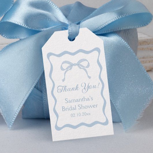 Étiquettes-cadeau Bow Quelque Chose Fête des mariées Bleue Favoriser