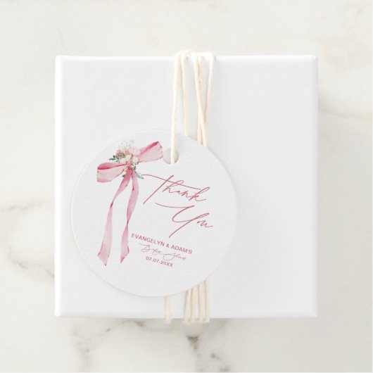 Étiquettes Cadeau Bow rose pâle Baby shower de Merci (En situation)