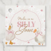 Étiquettes Cadeau Bow rose sot oie Coquette Anniversaire (Devant)