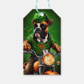 Étiquettes-cadeau Boxer Chien Conduite Vélo St. Patrick's Day (Devant)