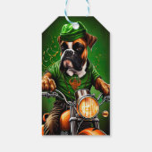 Étiquettes-cadeau Boxer Chien Conduite Vélo St. Patrick's Day (Dos)