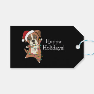 Étiquettes-cadeau Boxer Dog Christmas Snow Winter Animals Dogs Adult