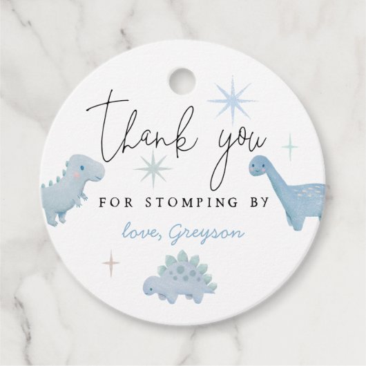 Étiquettes Cadeau Boy Dinosaur Anniversaire Stomper par (Devant)